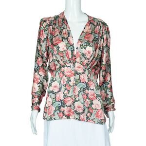 PACO RABANNE Satin Floral Blouse Top Size 42 US 8
